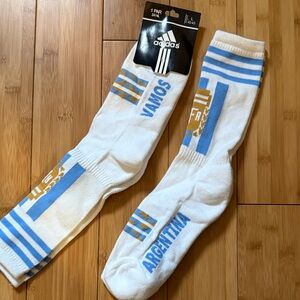 Adidas White and Blue Argentina Socks